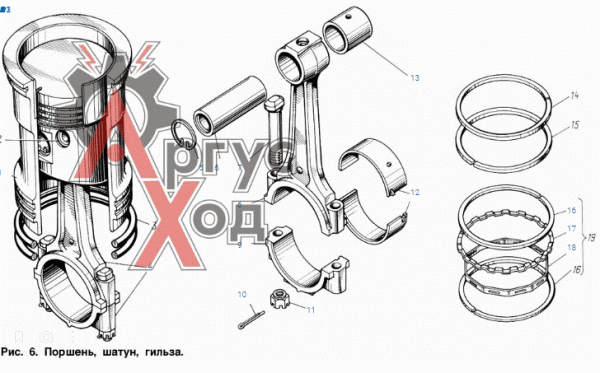 130-1000108-А2 Комплект гильз и деталей поршневой группы на 1 двигатель